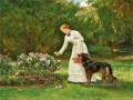 cueillette de fleurs Heywood Hardy chien